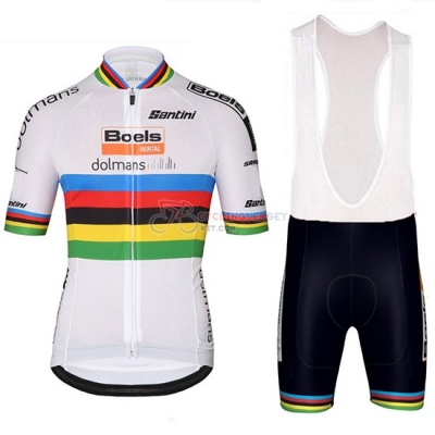 2018 UCI World Champion Leader Boels dolmans Cycling Jersey Kit Short Sleeve White
